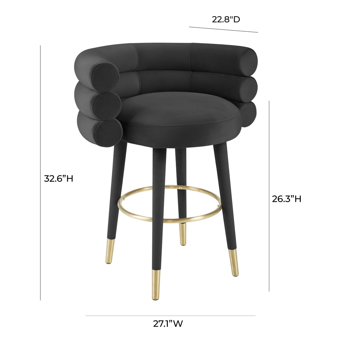 Betty Black Velvet Counter Stool
