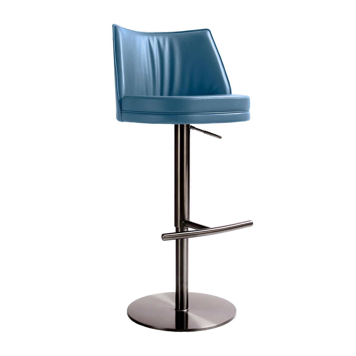 Gala Blue Performance Vegan Leather on Adjustable Stool