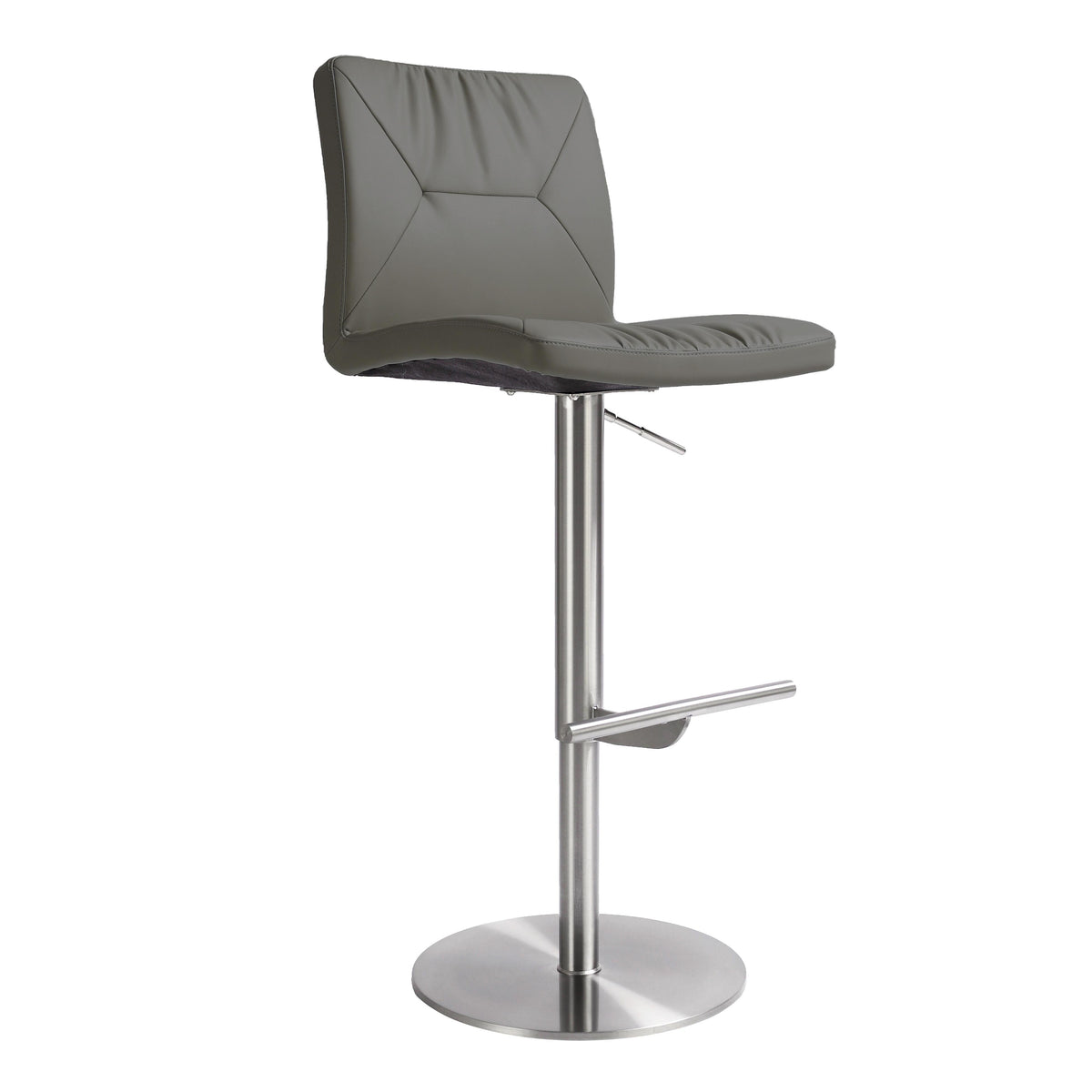 Paddy Dark Grey Performance Vegan Leather on Silver Adjustable Stool