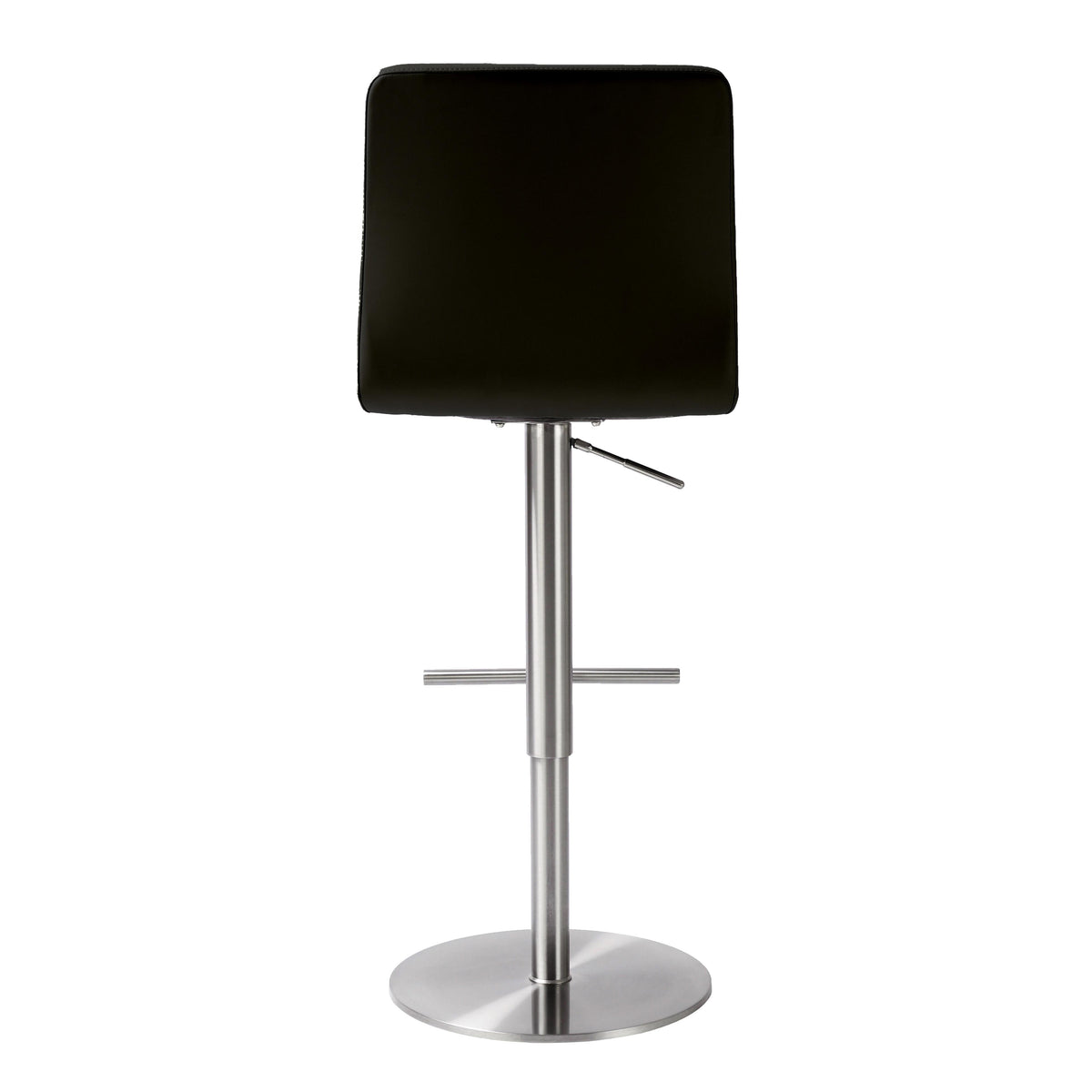 Paddy Black Vegan Leather on Silver Adjustable Stool - UK