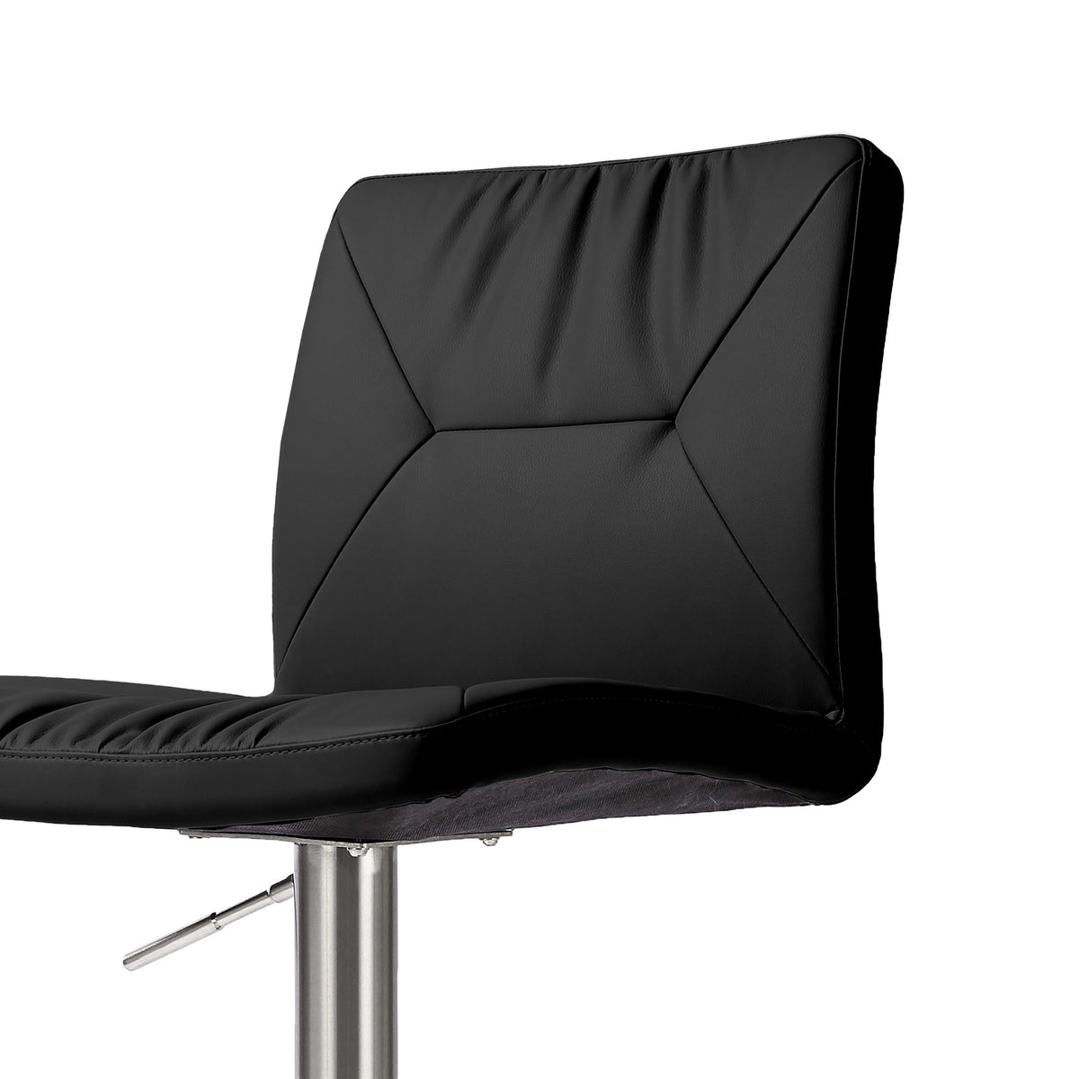 Paddy Black Vegan Leather on Silver Adjustable Stool - UK