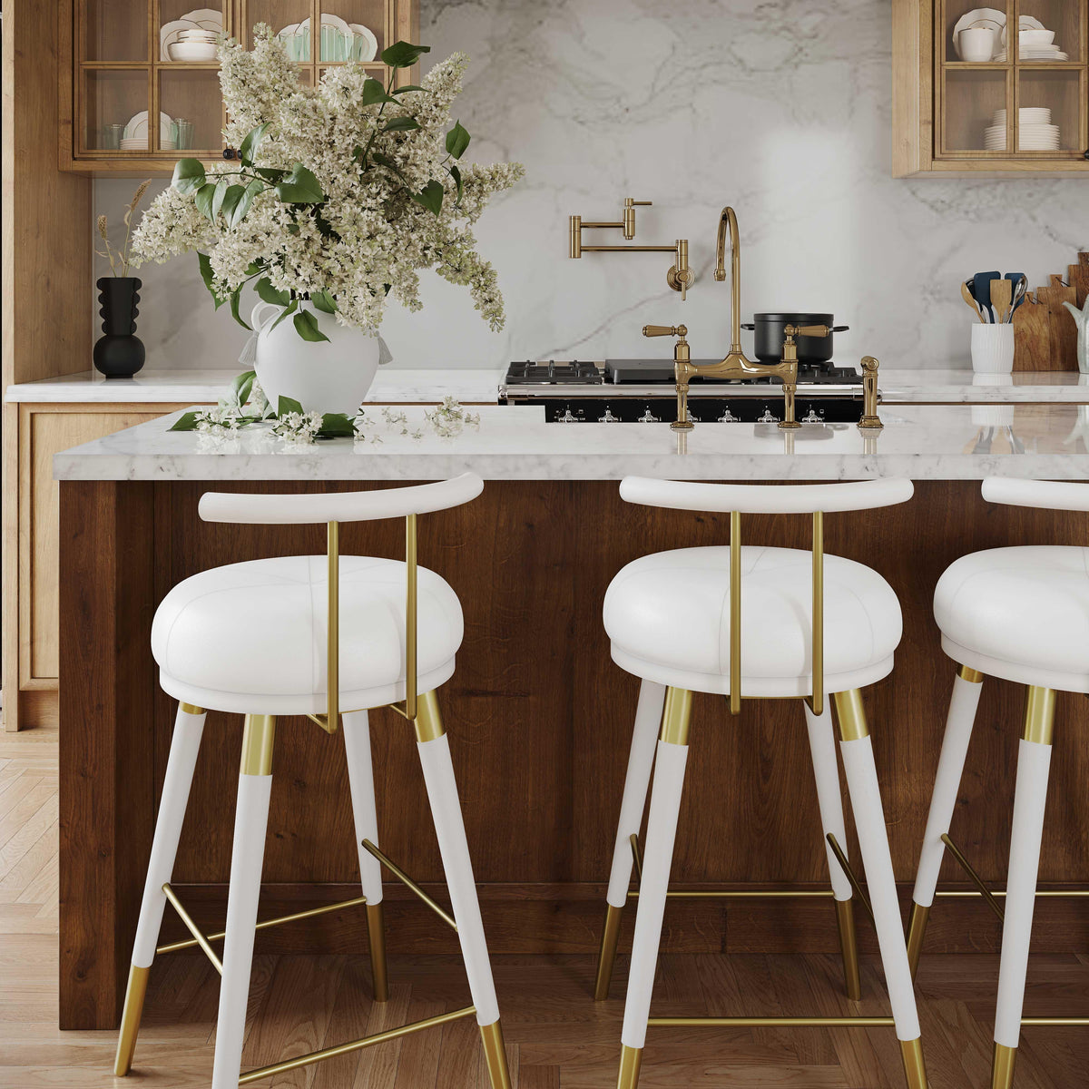 Juniper White Vegan Leather Counter Stool - UK