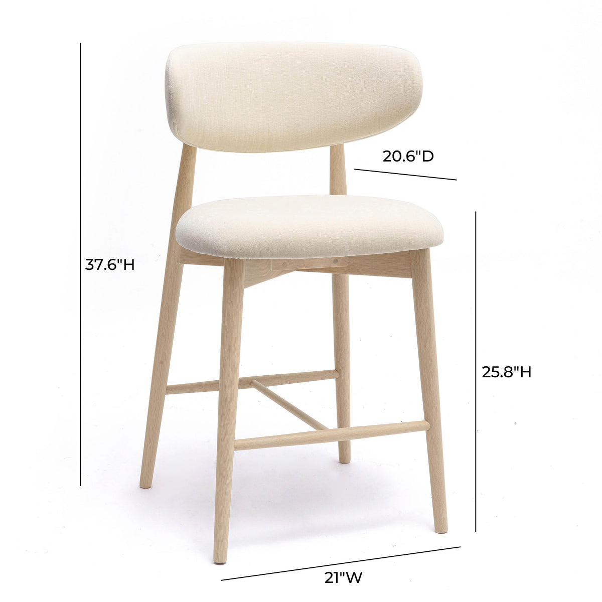 Zinea Cream Performance Textured Velvet Counter Stool