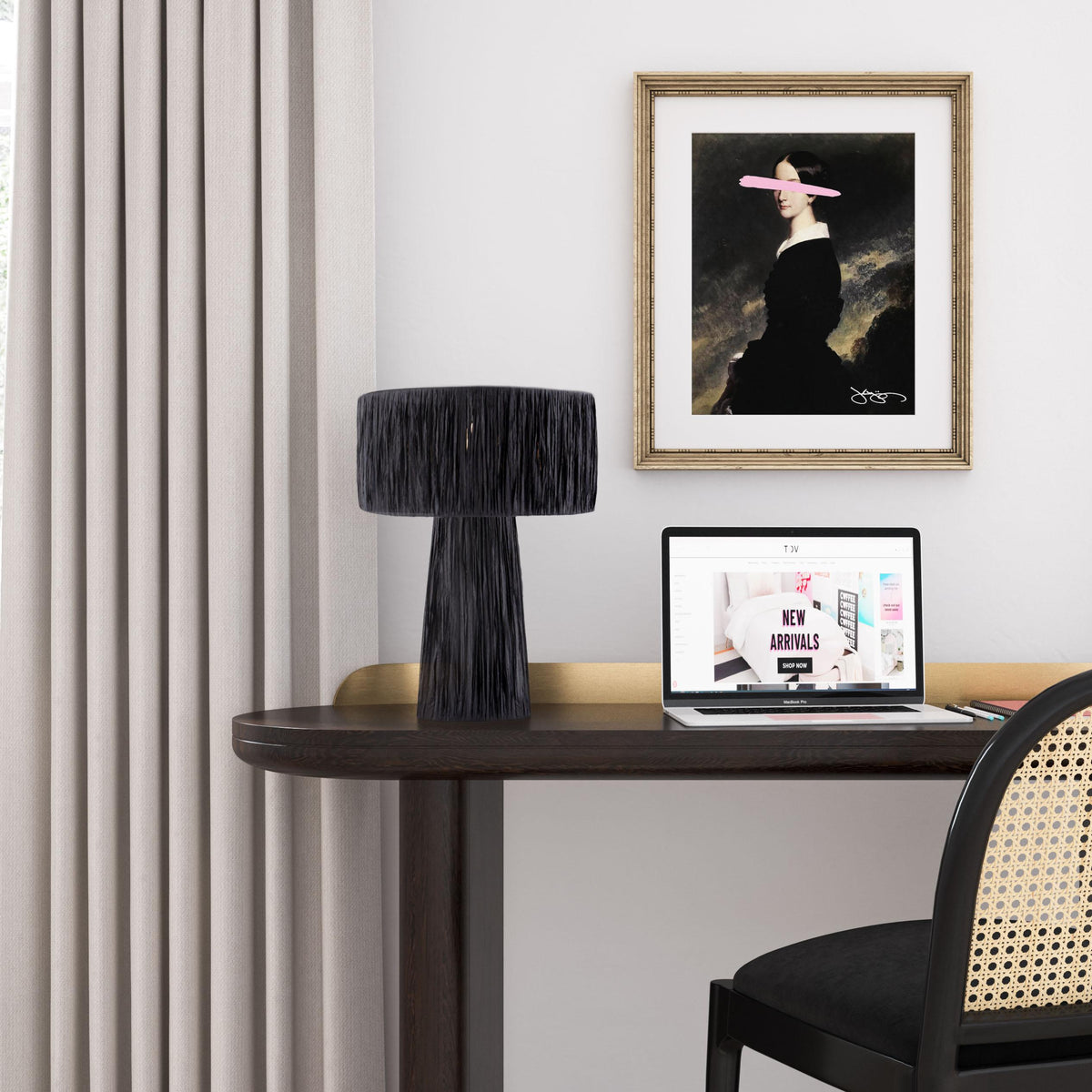 Shelby Raffia Black Table Lamp