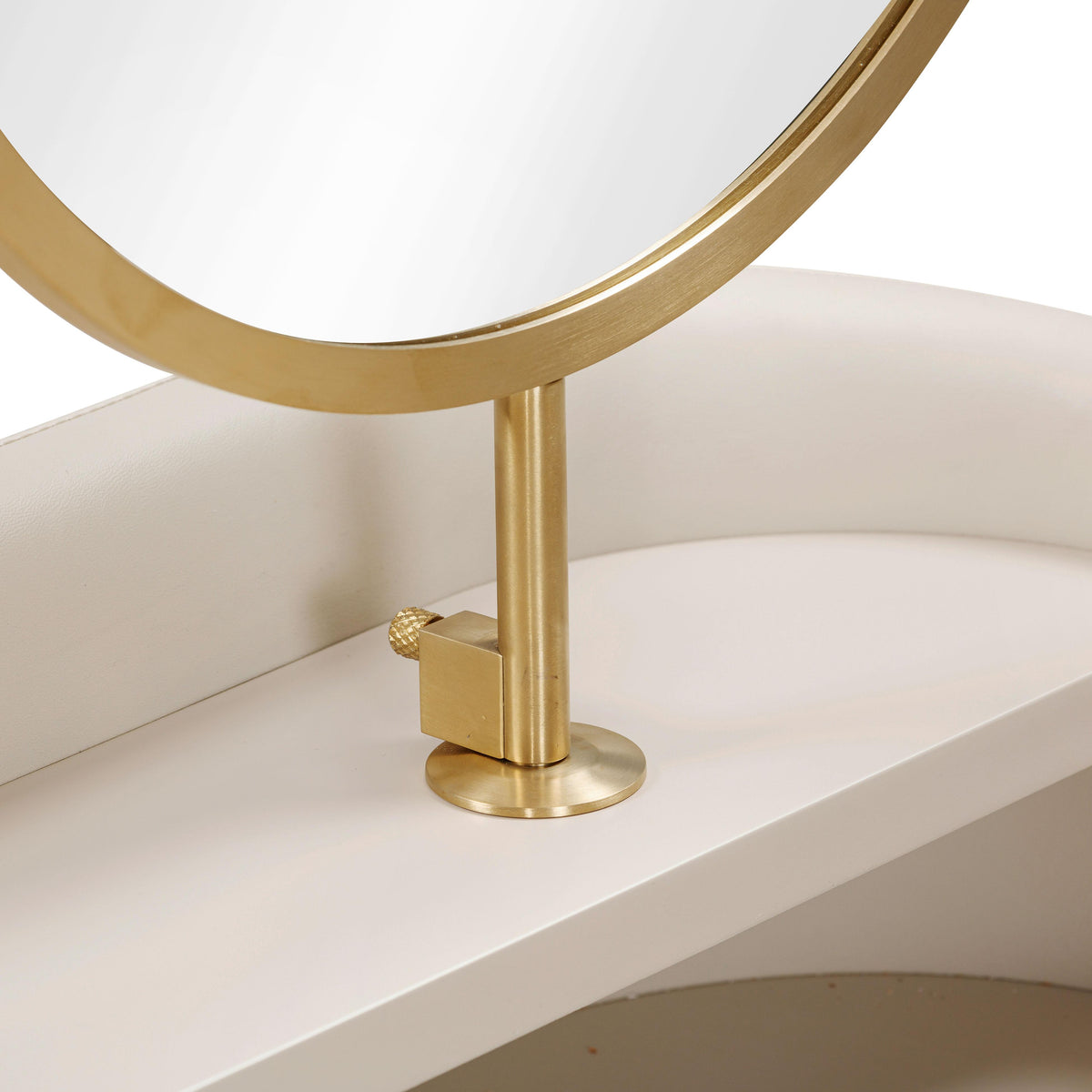 Penelope Taupe Vegan Leather Wrapped Vanity Desk - UK