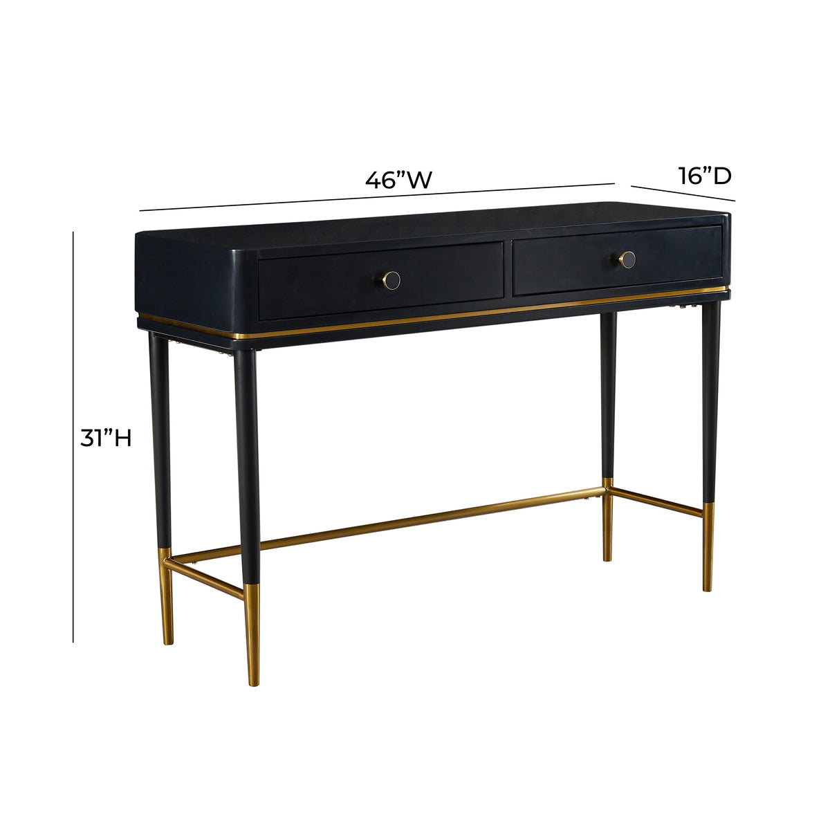 Mariah Two Drawer Black Desk
