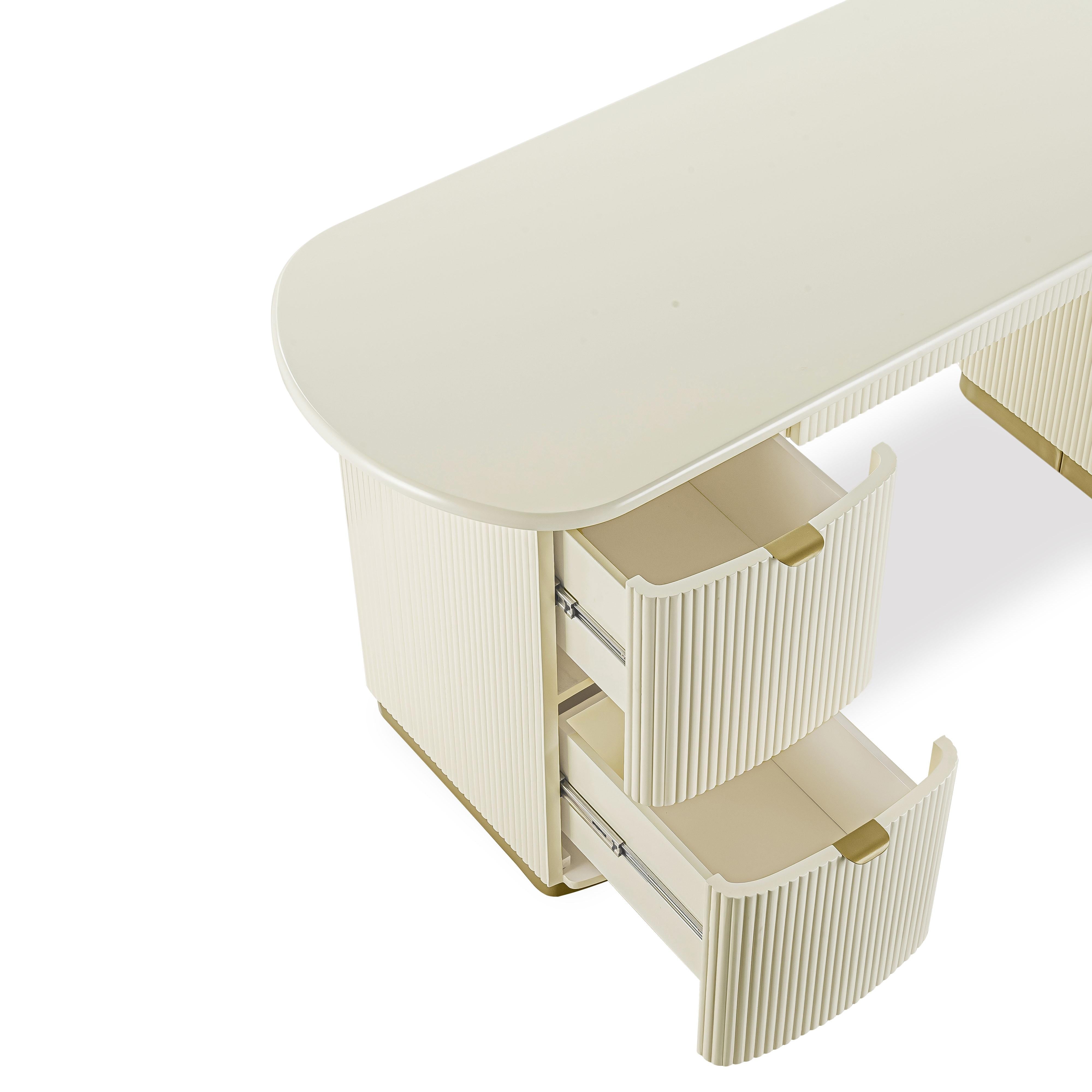 Francesca Cream 3-Drawer Desk