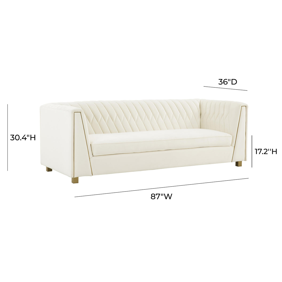 Wafa Cream Velvet Sofa - UK