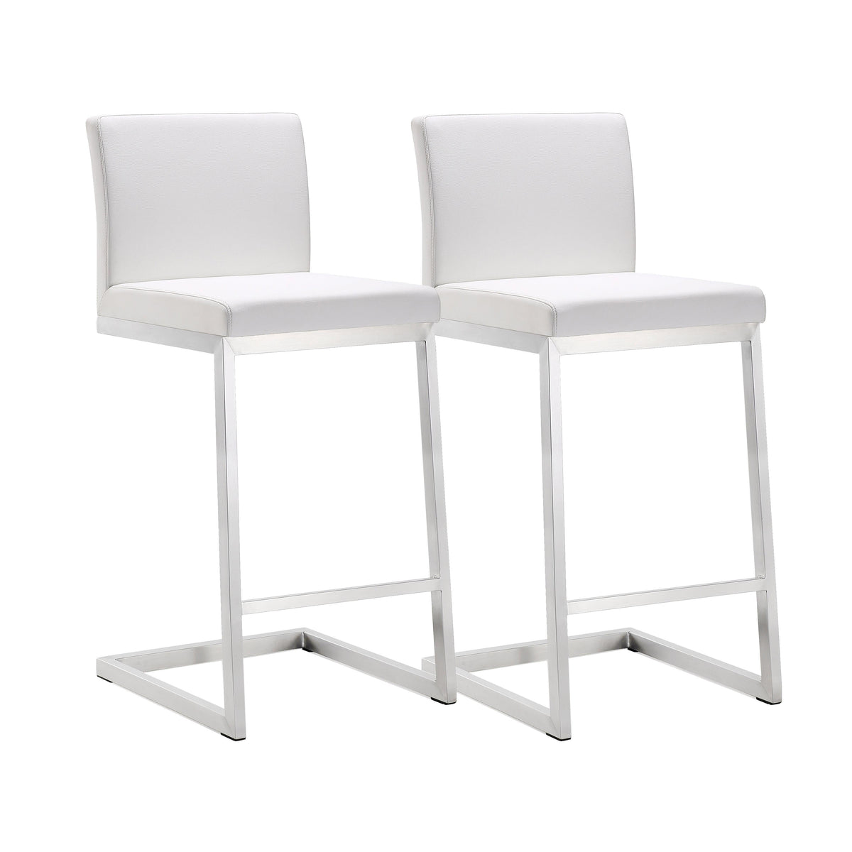 Parma White Stainless Steel Counter Stool - Set of 2 - UK