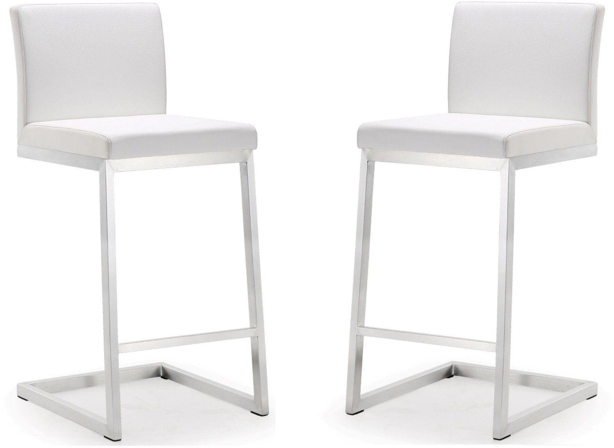 Parma White Stainless Steel Counter Stool - Set of 2 - UK