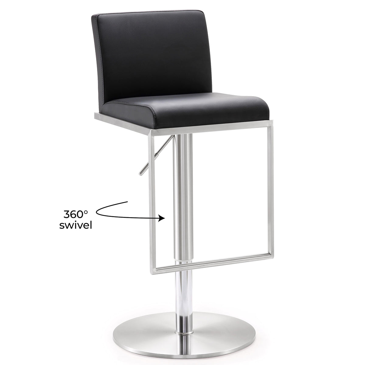 Amalfi Black Vegan Leather Adjustable Stool - UK