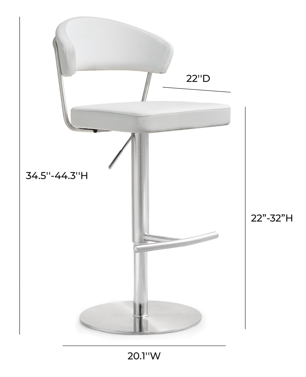 Cosmo White Stainless Steel Barstool - UK