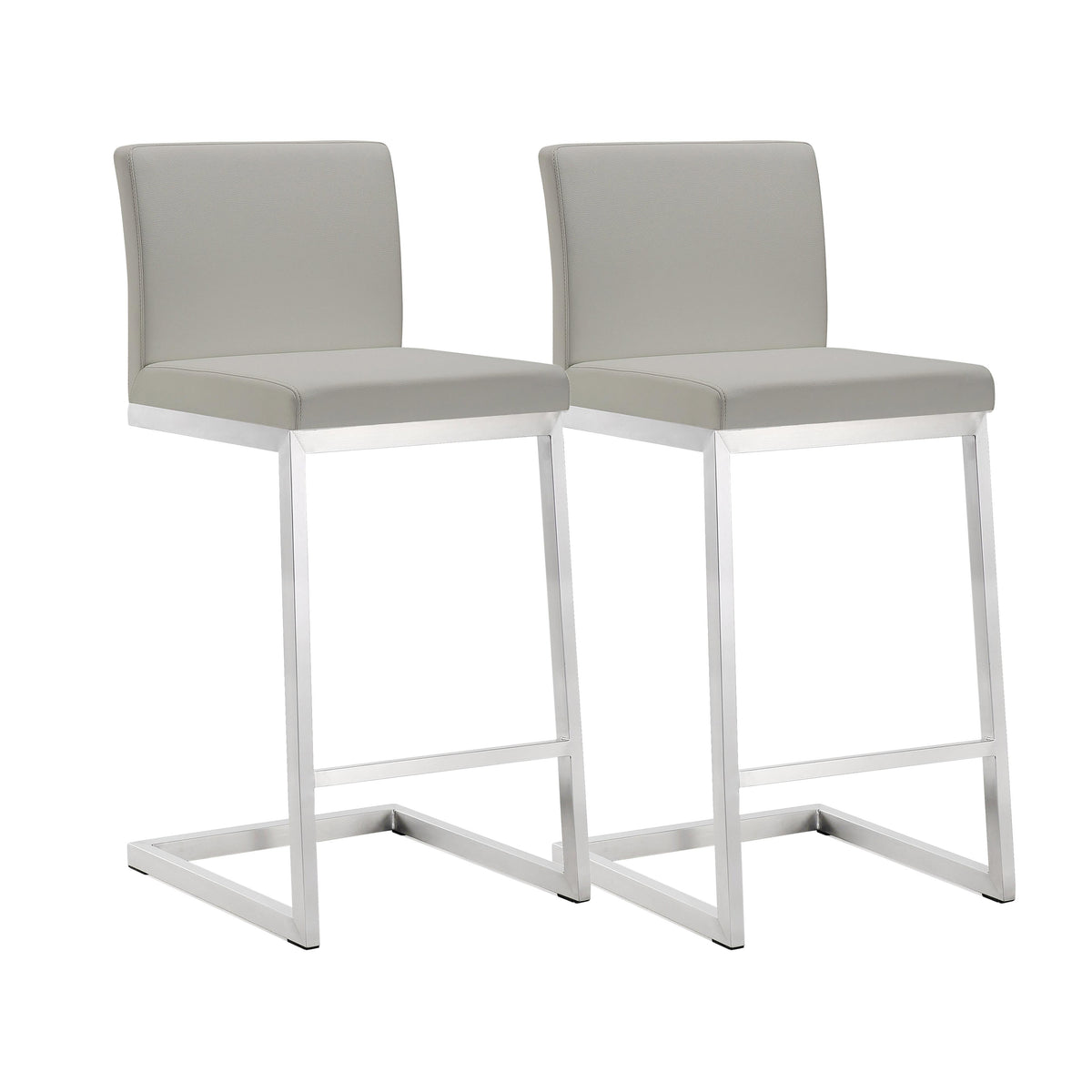 Parma Light Grey Stainless Steel Counter Stool - Set of 2 - UK