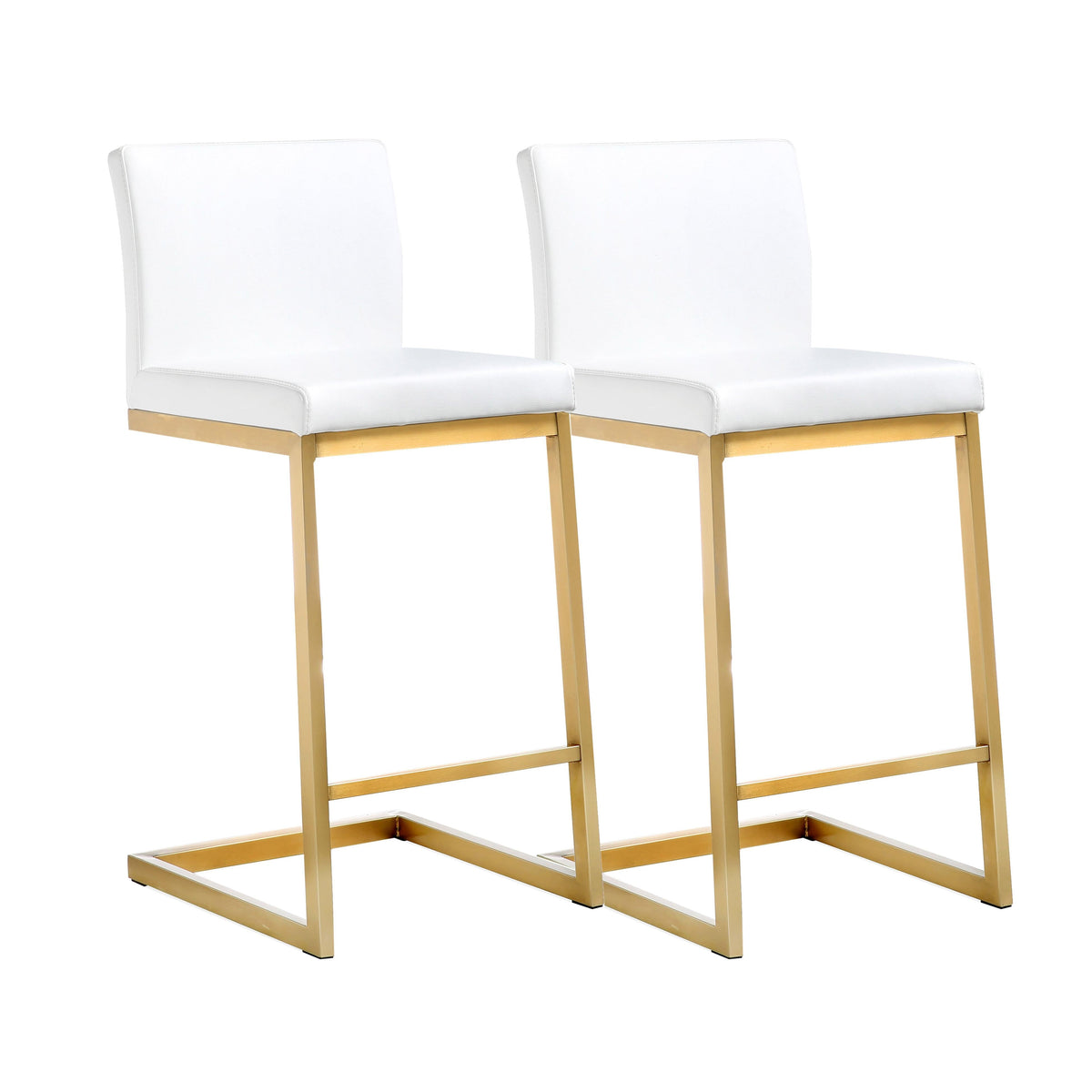 Parma White Gold Steel Counter Stool - Set of 2 - UK