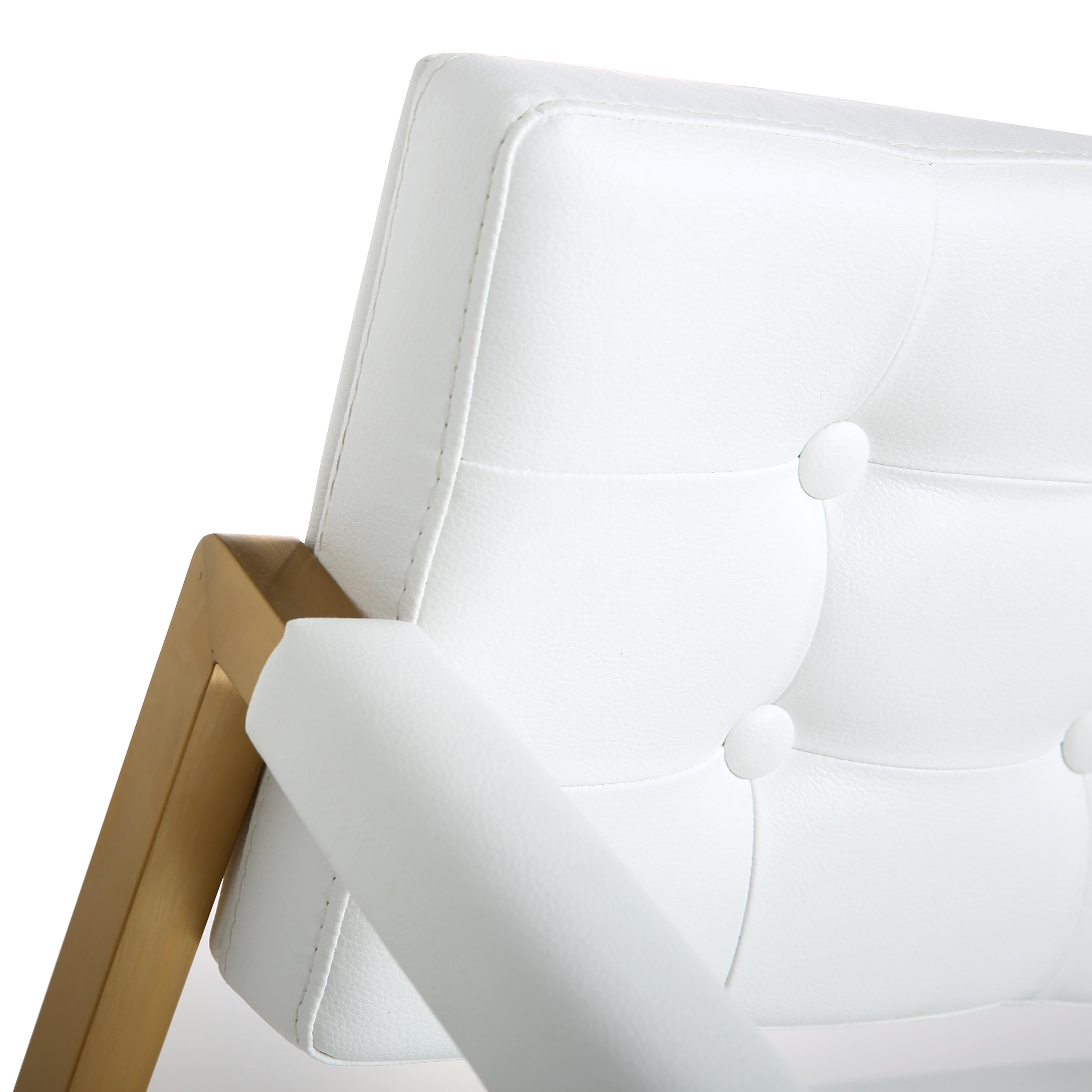 Director White Performance Vegan Leather and Gold Steel Counter Stool