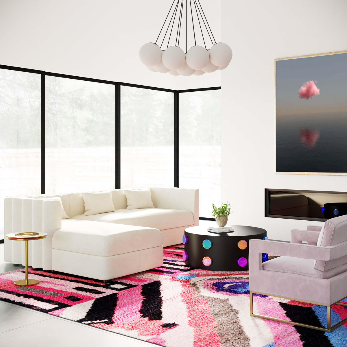 Callie Cream Velvet Sectional