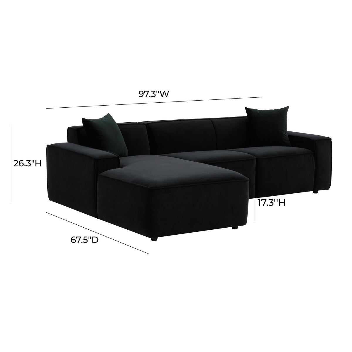 Olafur Black Velvet Sectional