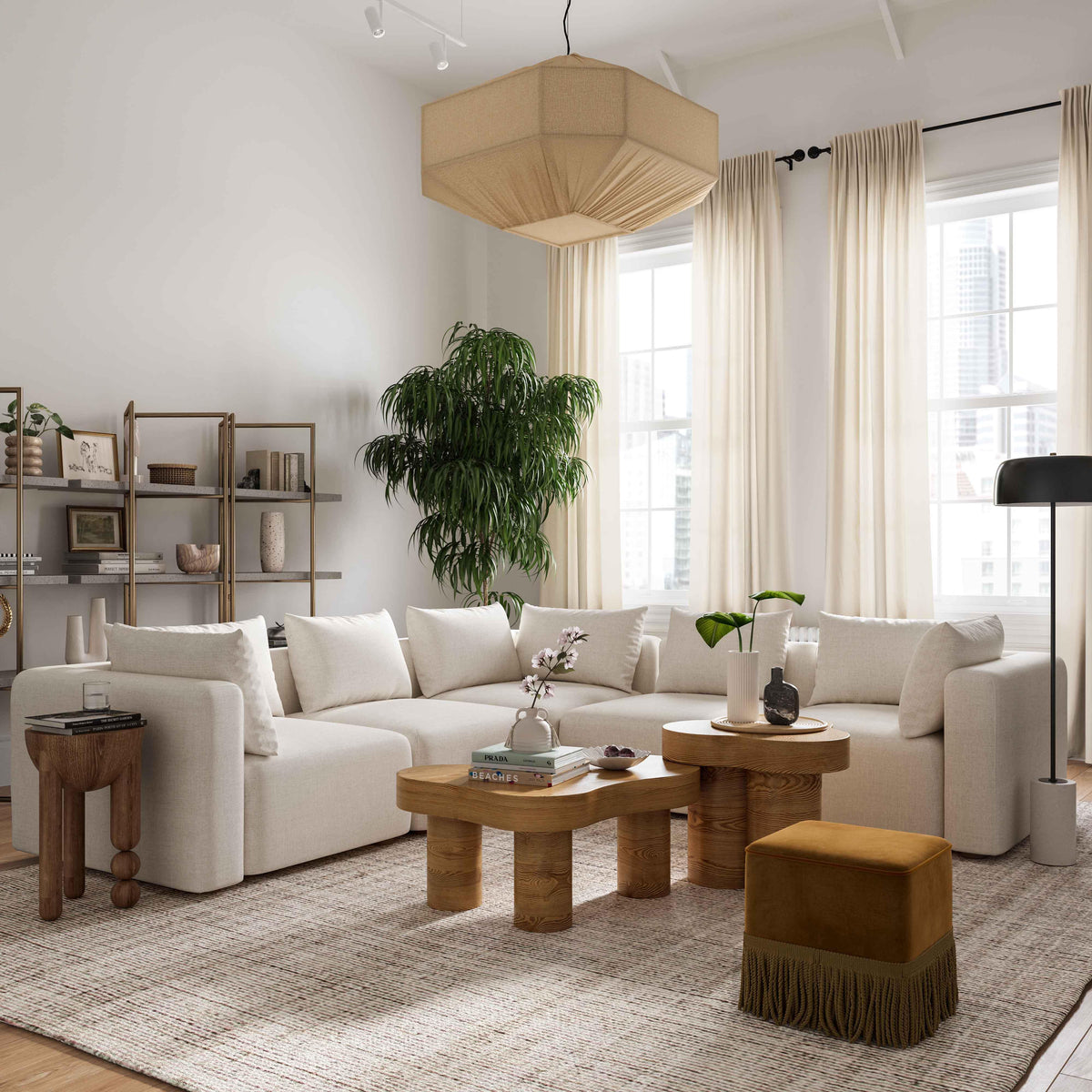 Hangover Cream Performance Linen Modular Sectional