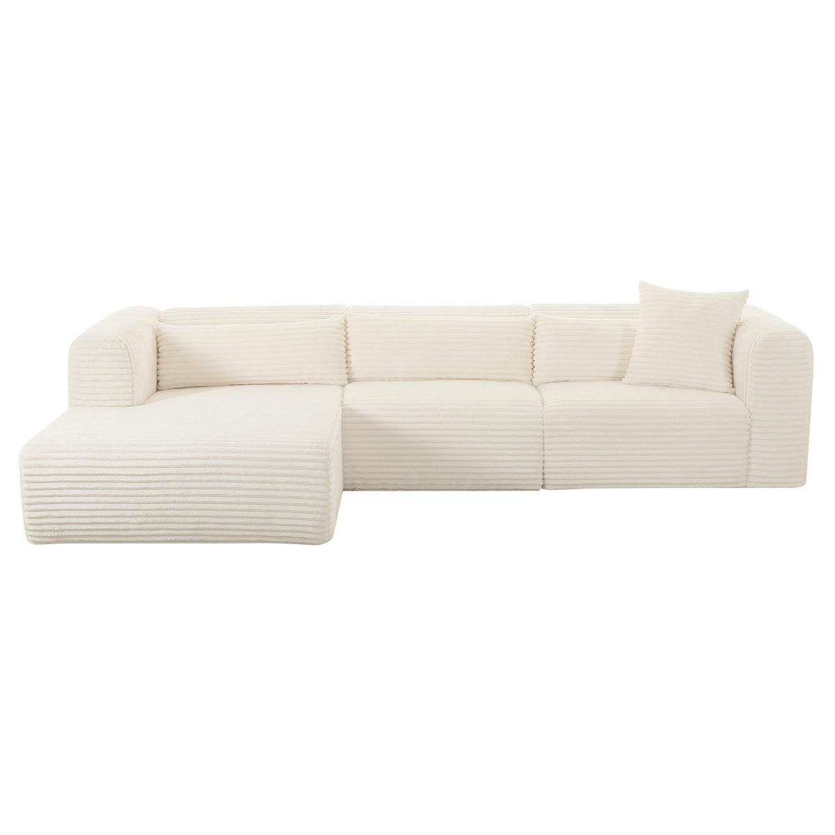 Tarra Fluffy Oversized Cream Corduroy Modular LAF Sectional - UK