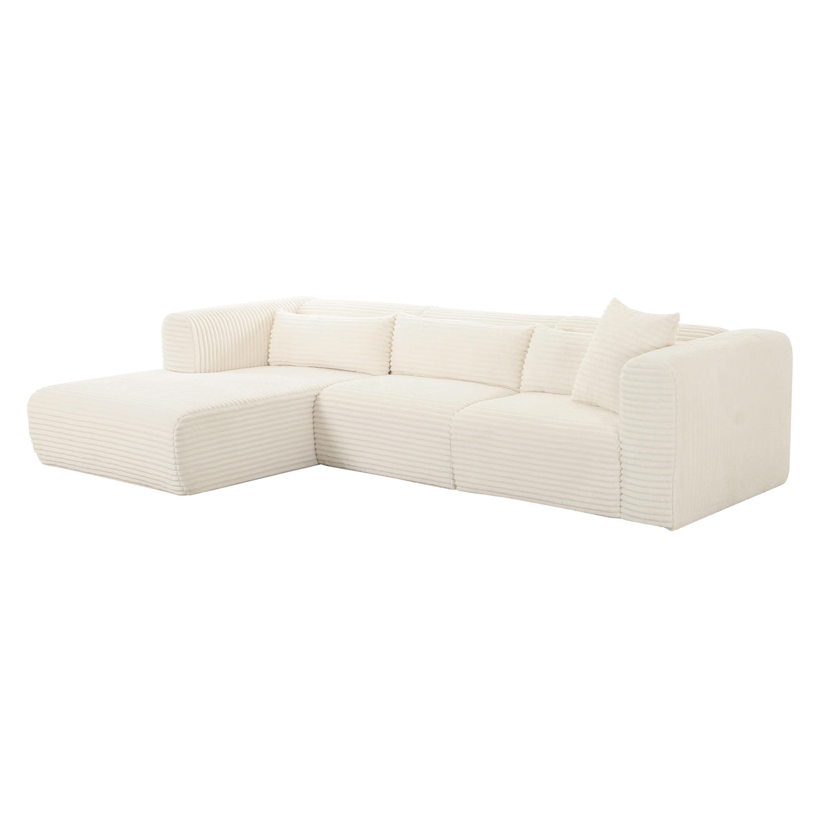 Tarra Fluffy Cream Corduroy Modular Sectional
