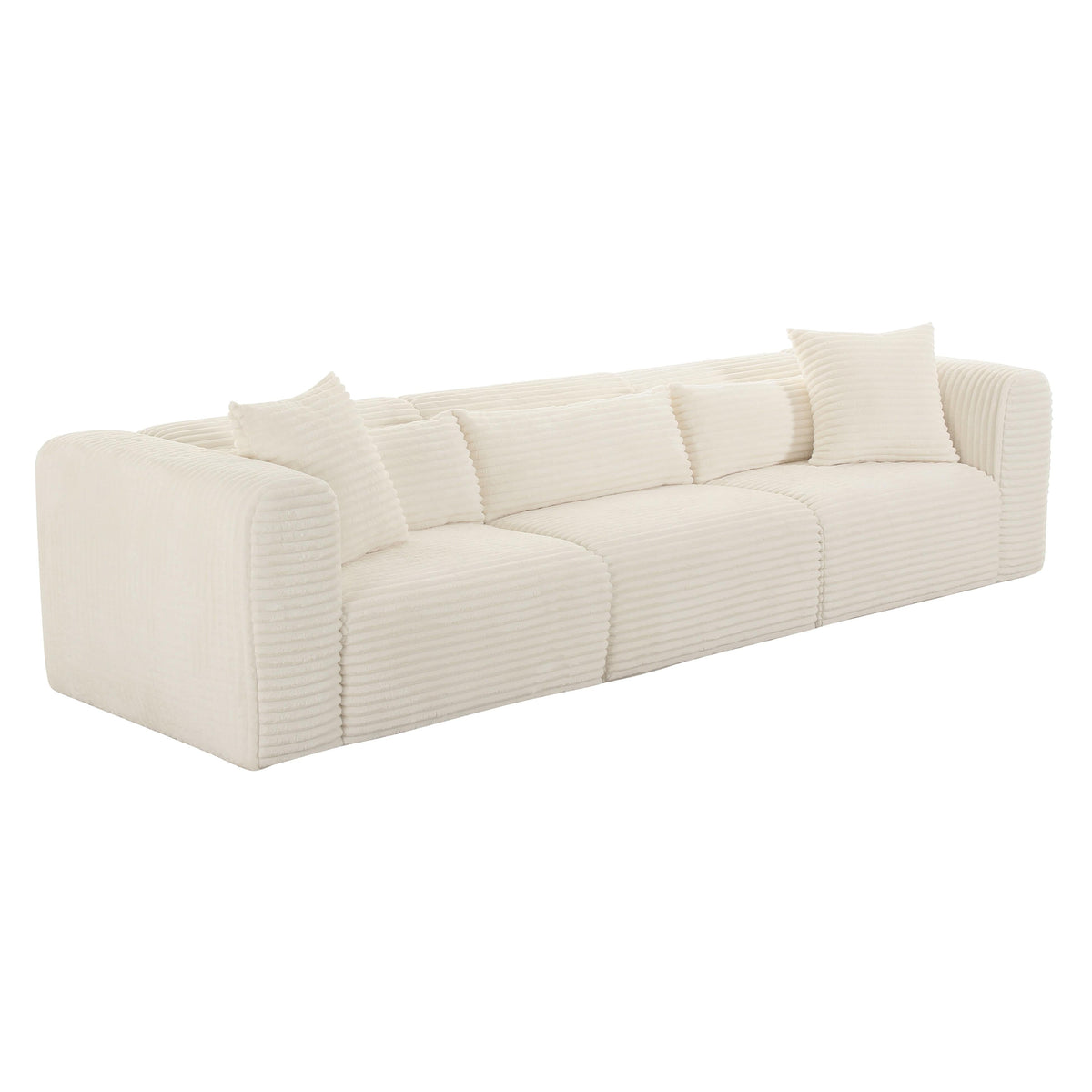 Tarra Fluffy Oversized Cream Corduroy Modular Sofa - UK