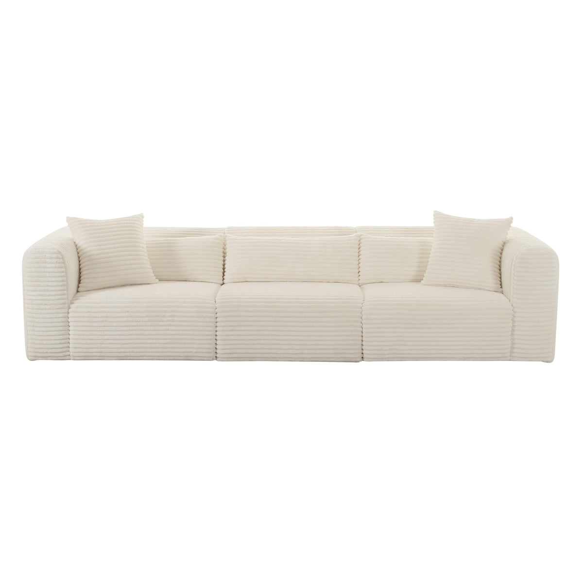 Tarra Fluffy Oversized Cream Corduroy Modular Sofa - UK