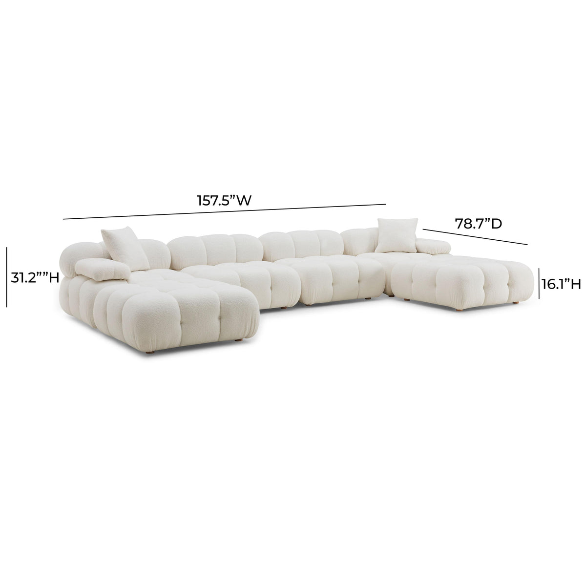 Calliope Cream Vegan Shearling Modular Sectional