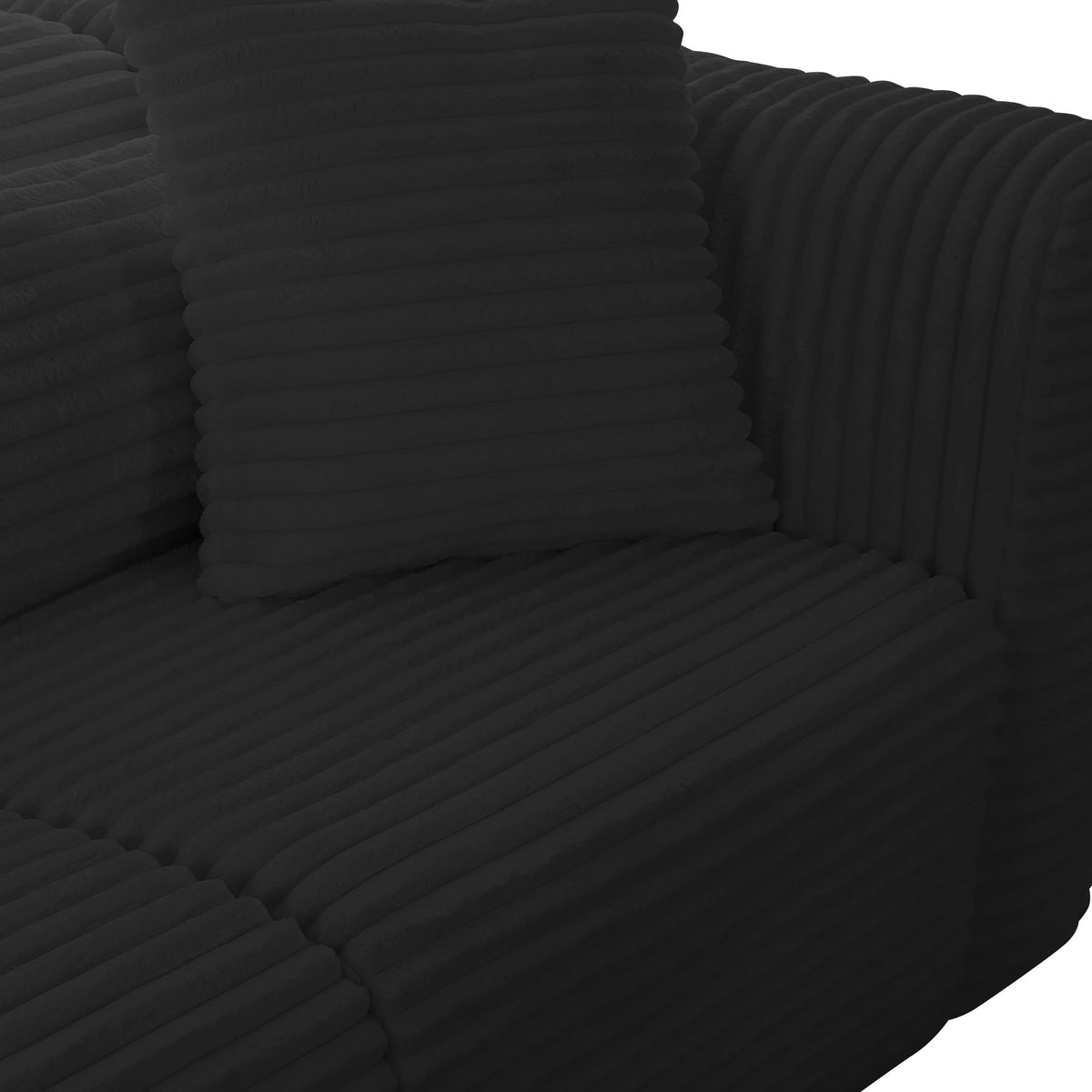 Tarra Fluffy Black Corduroy Modular Sectional