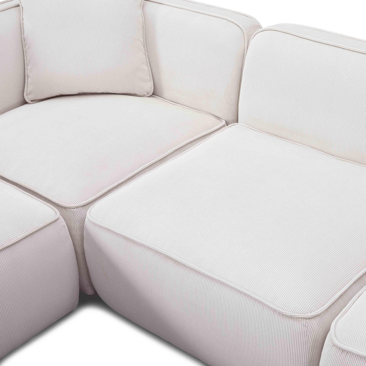 Travie White Sand Performance Corduroy Velvet Modular L-Sectional