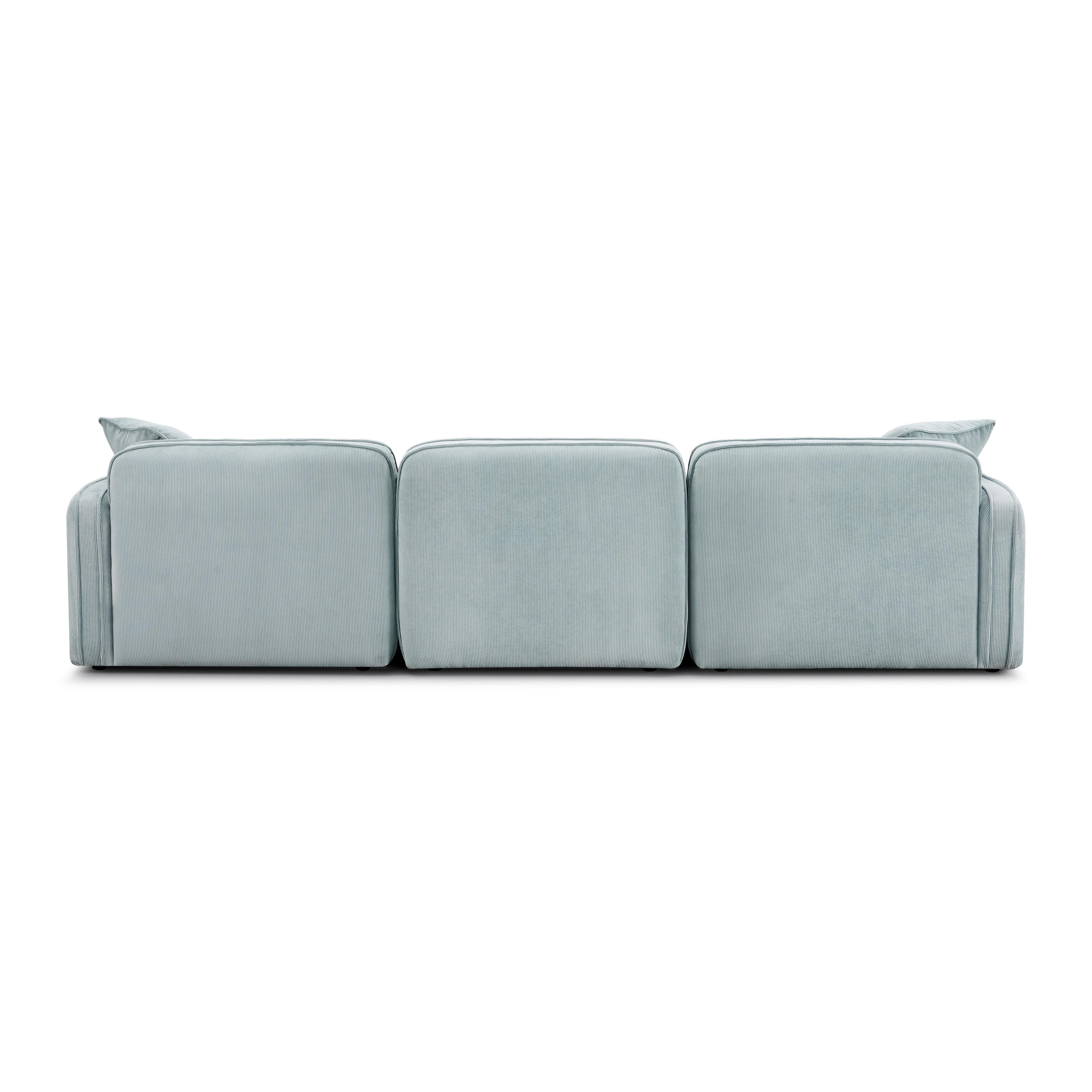 Travie Sea Foam Performance Corduroy Velvet 4-Piece Modular Sectional