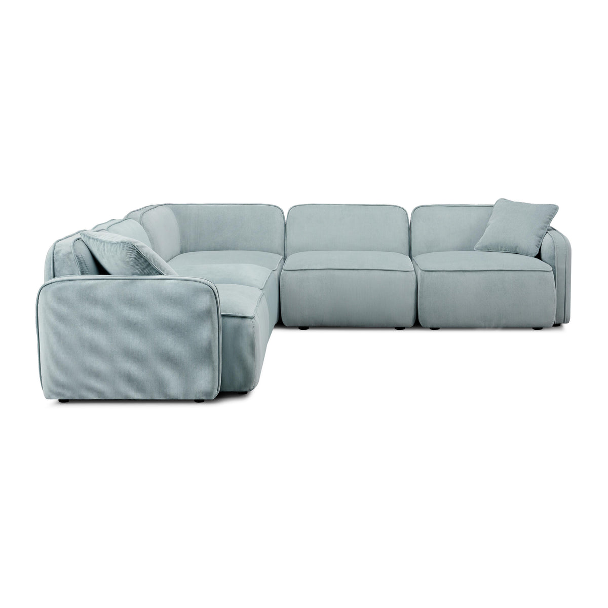 Travie Sea Foam Performance Corduroy Velvet Modular L-Sectional