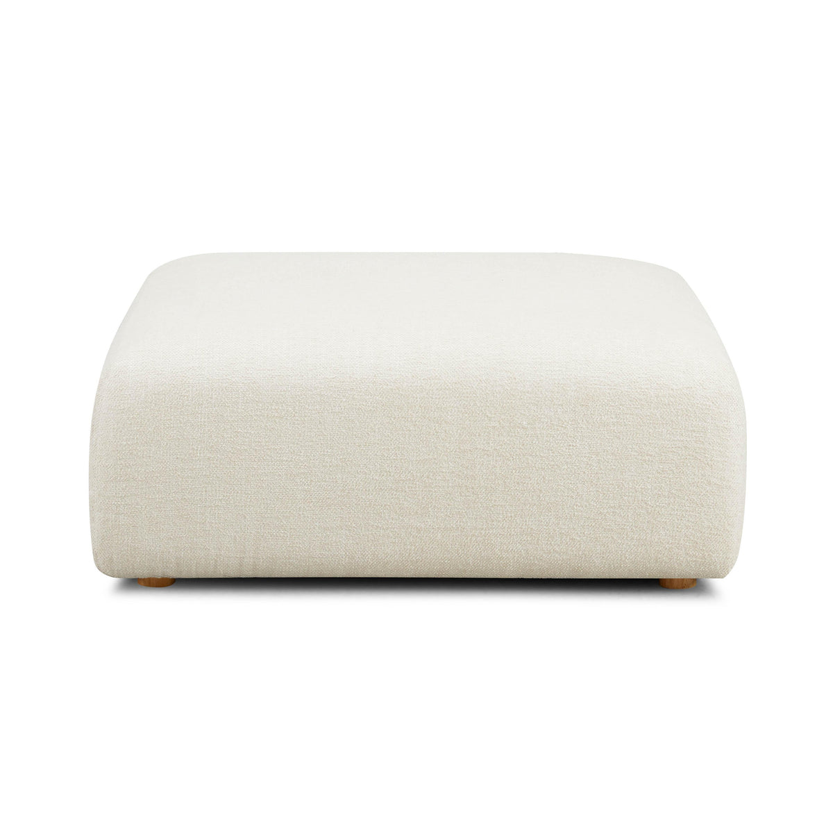 Hangover Cream Heavy Textured Fabric Ottoman