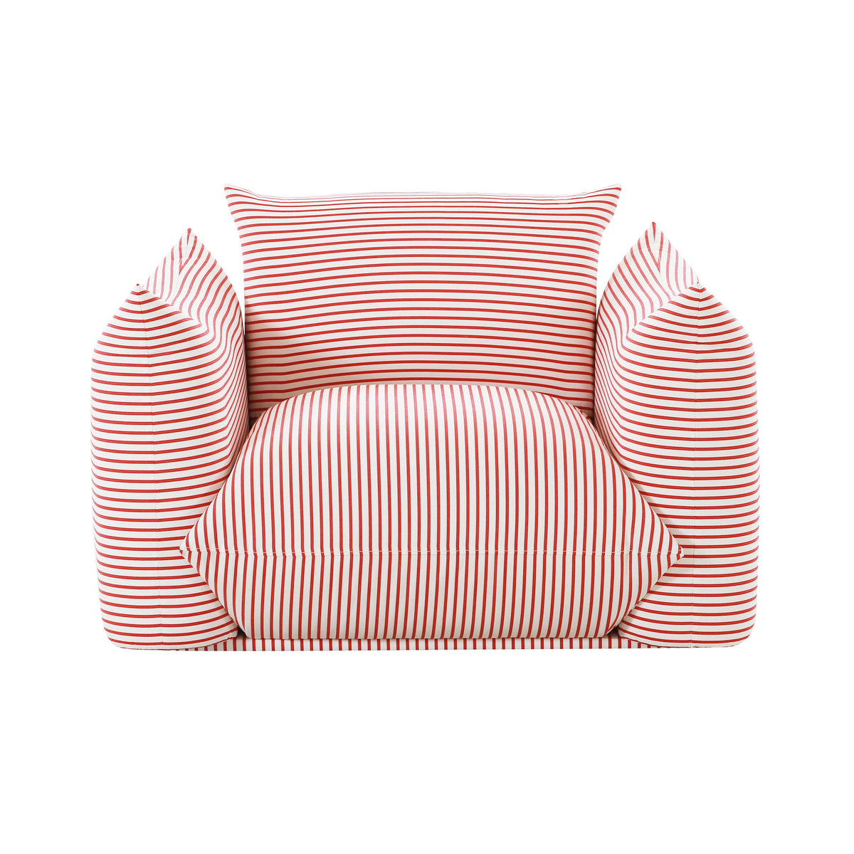 Saint Tropez Pearl and Red Striped Stuffed Outdoor Armchair - UK