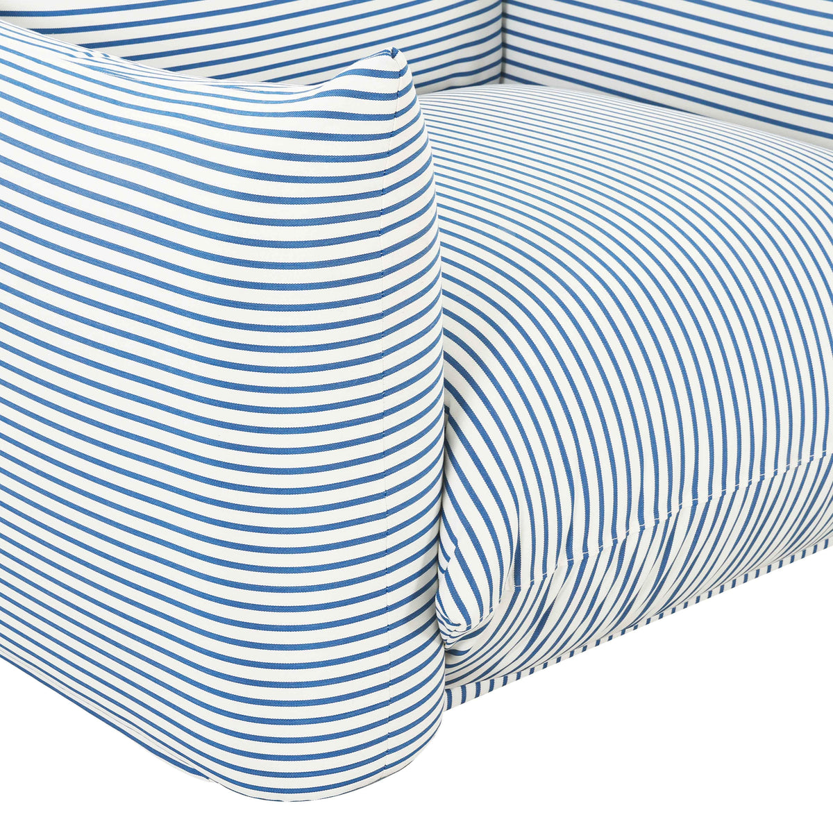 Saint Tropez Pearl and Blue Striped Stuffed Outdoor Armchair - UK