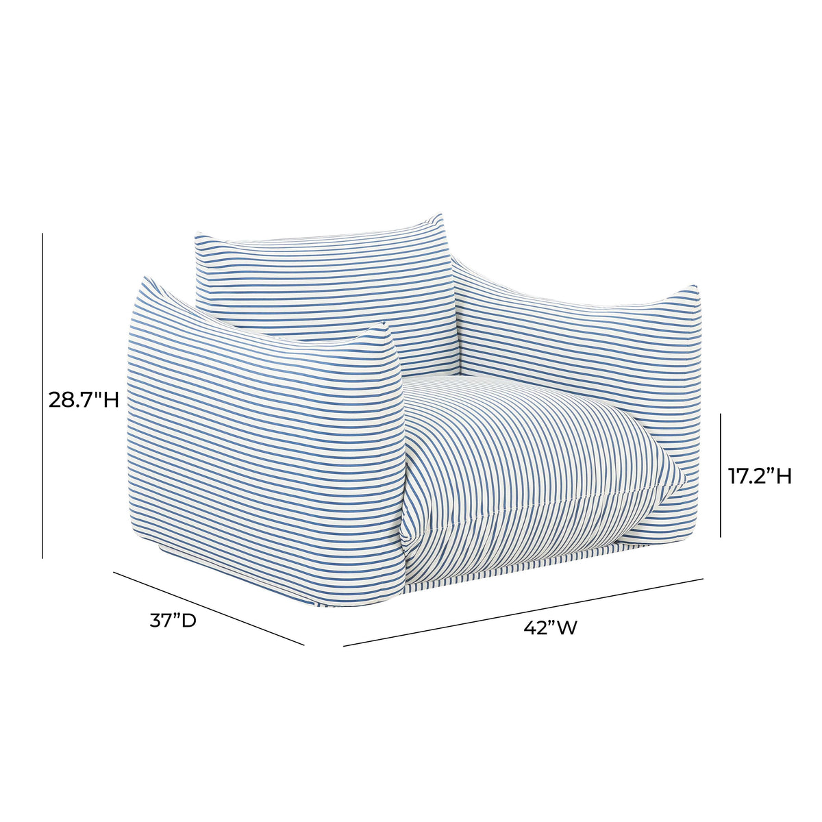 Saint Tropez Pearl and Blue Striped Stuffed Outdoor Armchair - UK