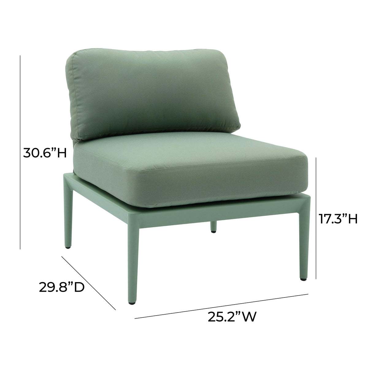 Kapri Moss Green Modular Outdoor Armless Chair