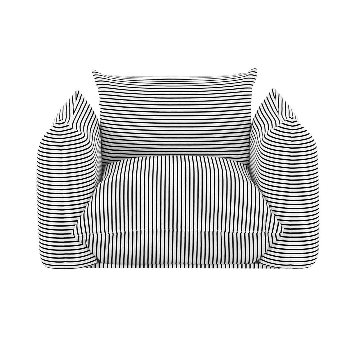 Saint Tropez Pearl and Black Striped Stuffed Outdoor Armchair - UK