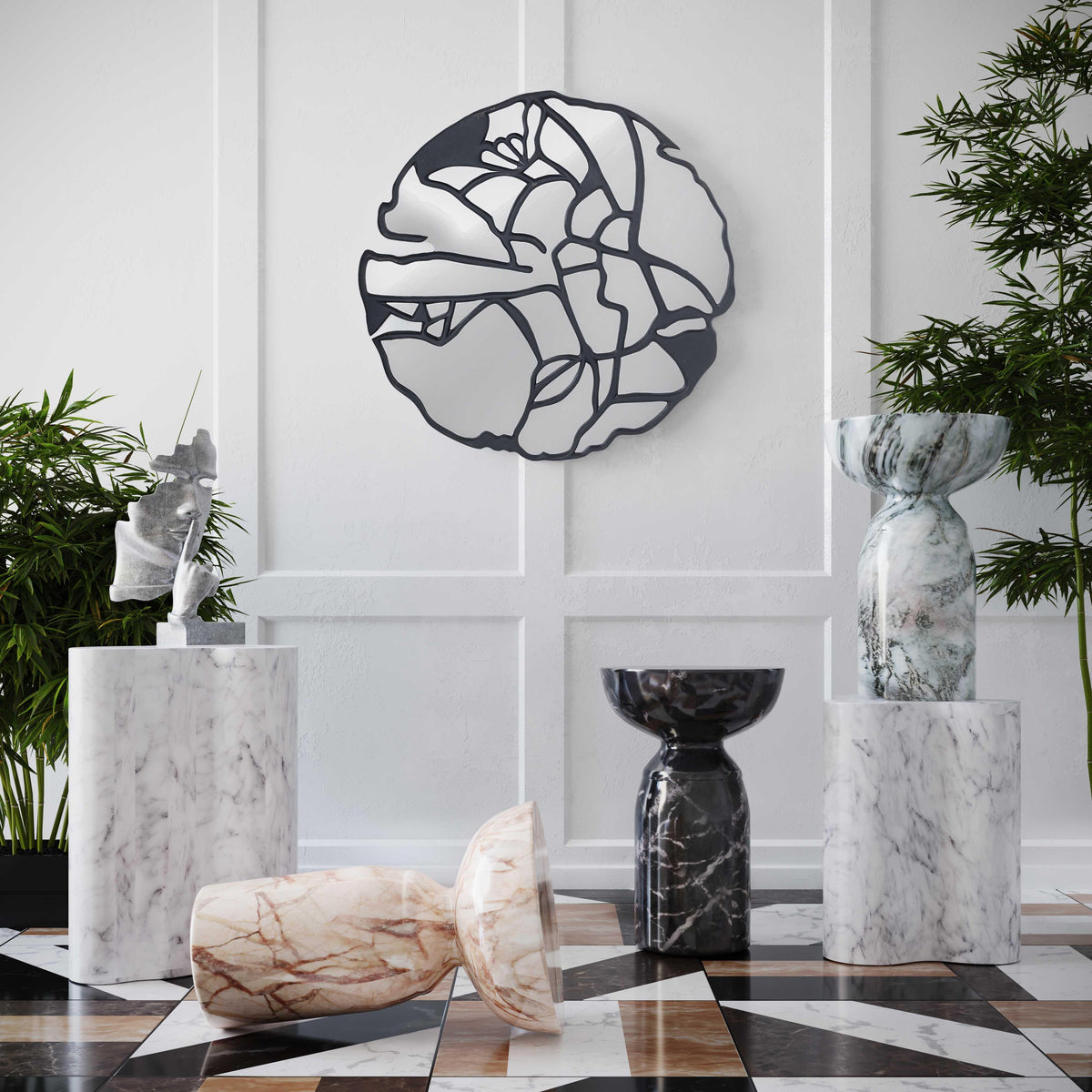 Rue Grey and Blush Marble Side Table - UK