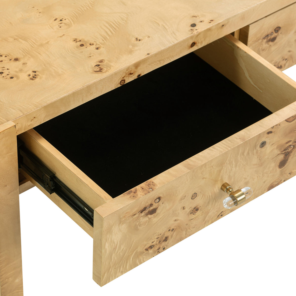 Brandyss Natural Burl Console Table