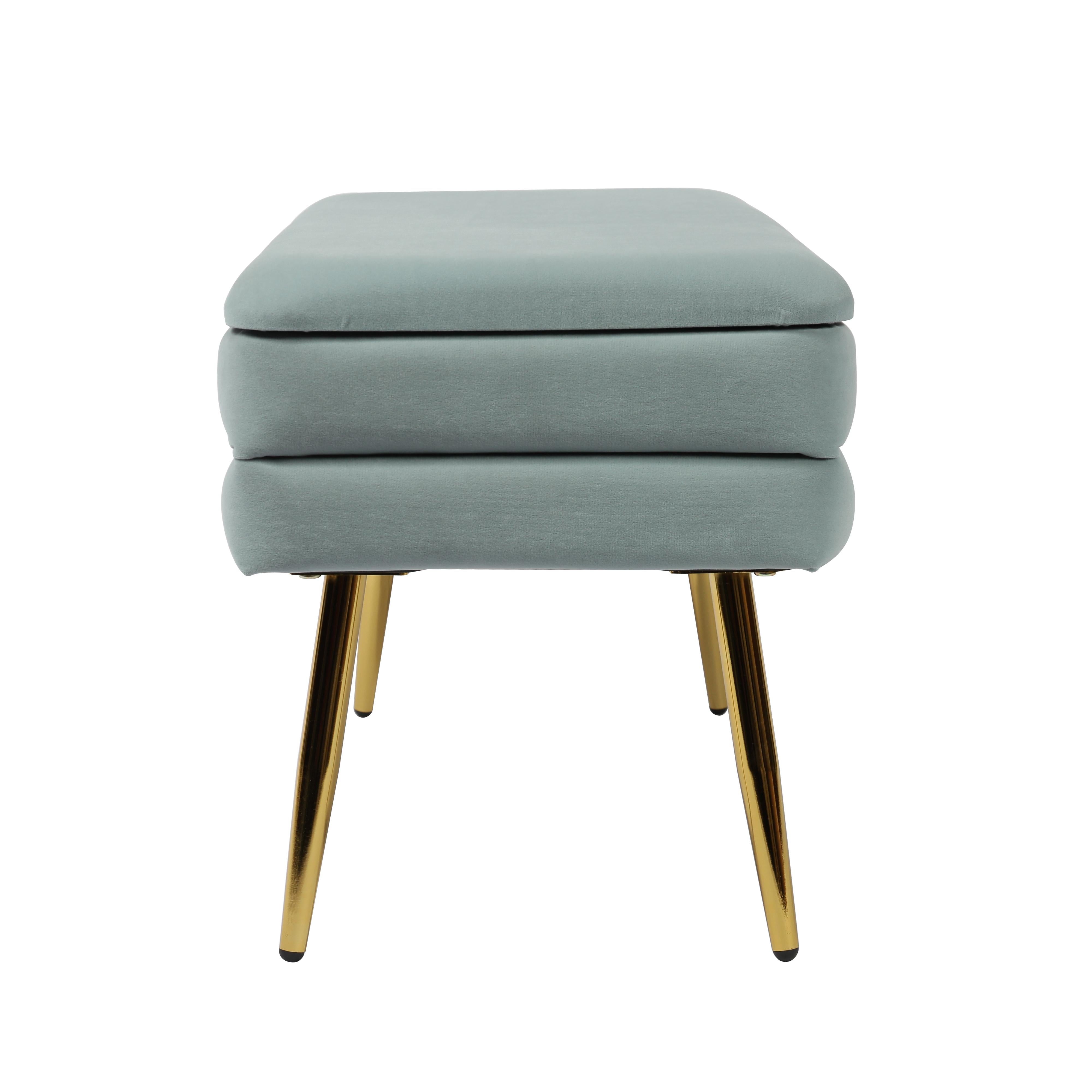 Ziva Sea Blue Velvet Storage Bench