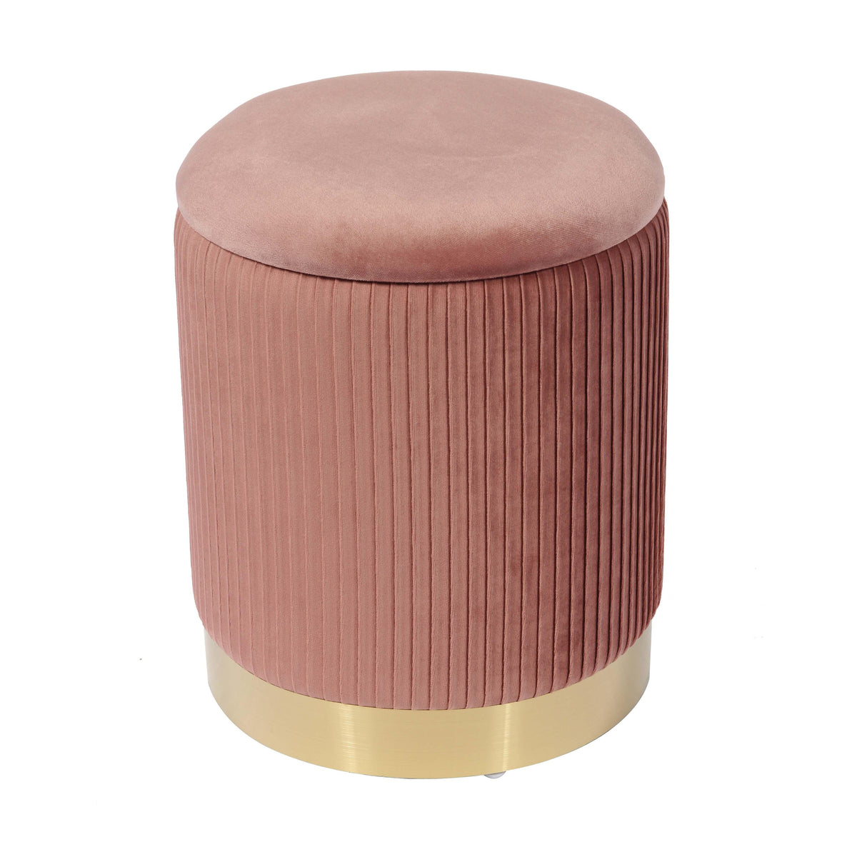 Zoe Blush Velvet Storage Ottoman