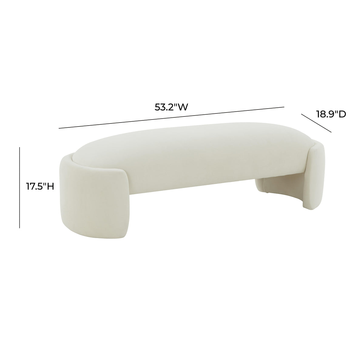 Toledo Cream Velvet Bench