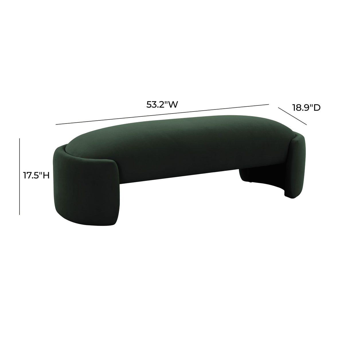 Toledo Forest Green Velvet Bench