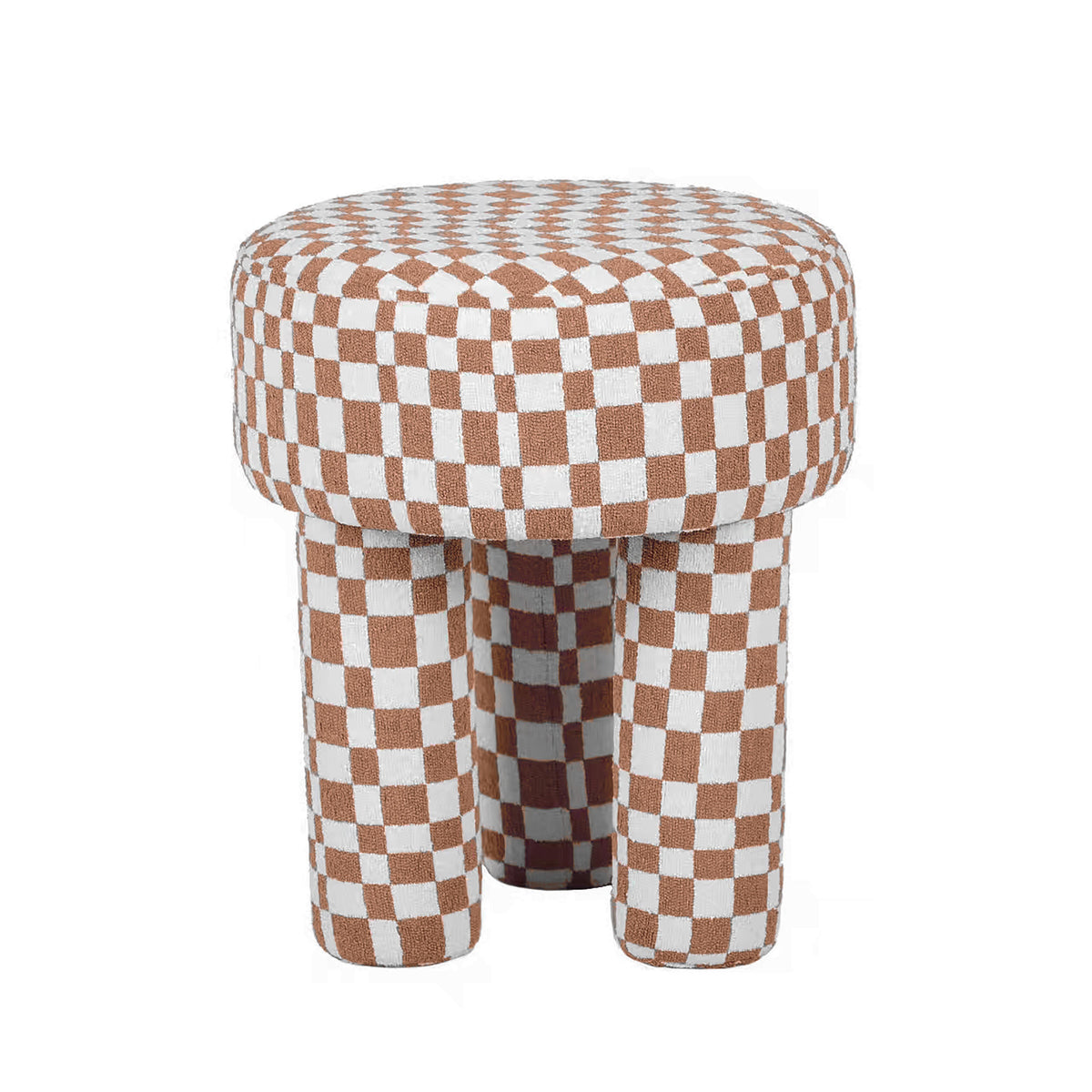 Claire Brown Checkered Boucle Stool - UK