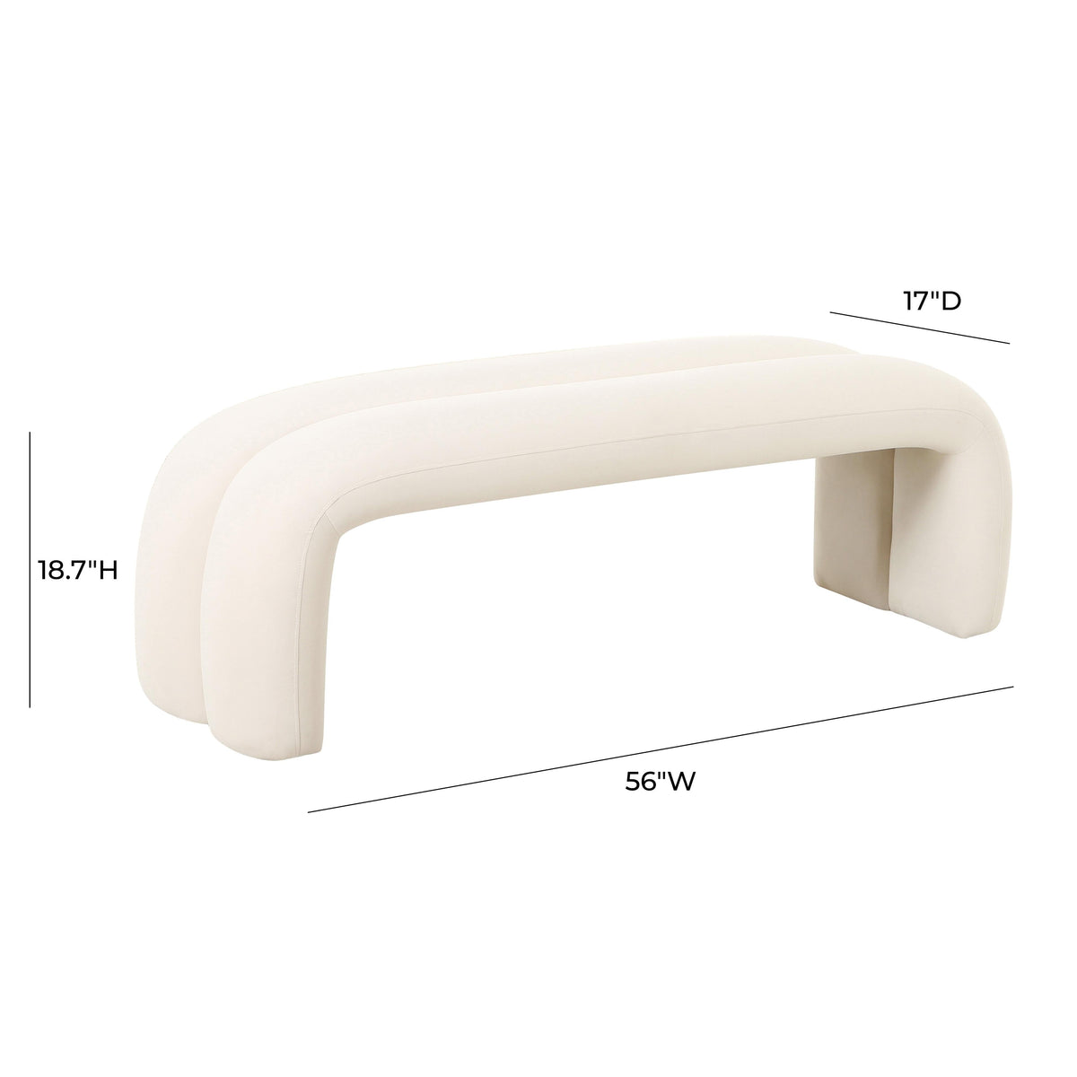 Leigh Cream Velvet Channeled Bench - UK