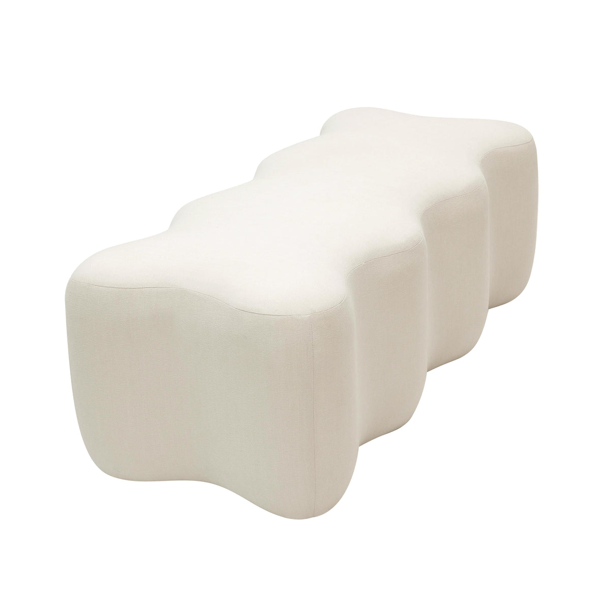 Archie Upholstered Bench in Cream Linen - UK