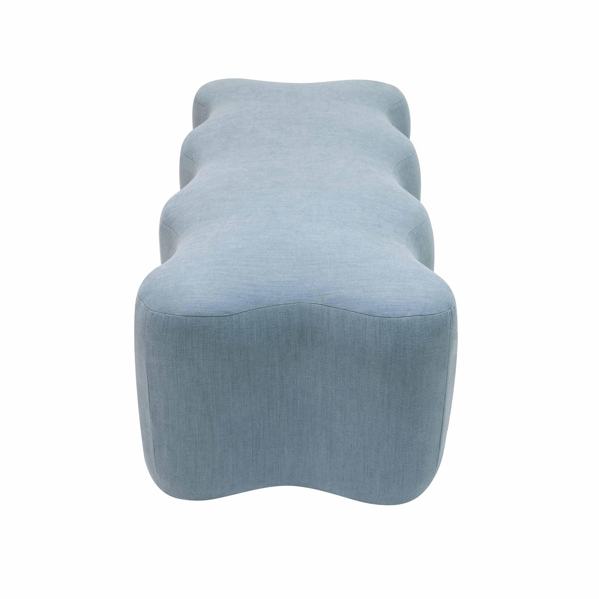 Archie Upholstered Bench in Faded Blue Linen - UK
