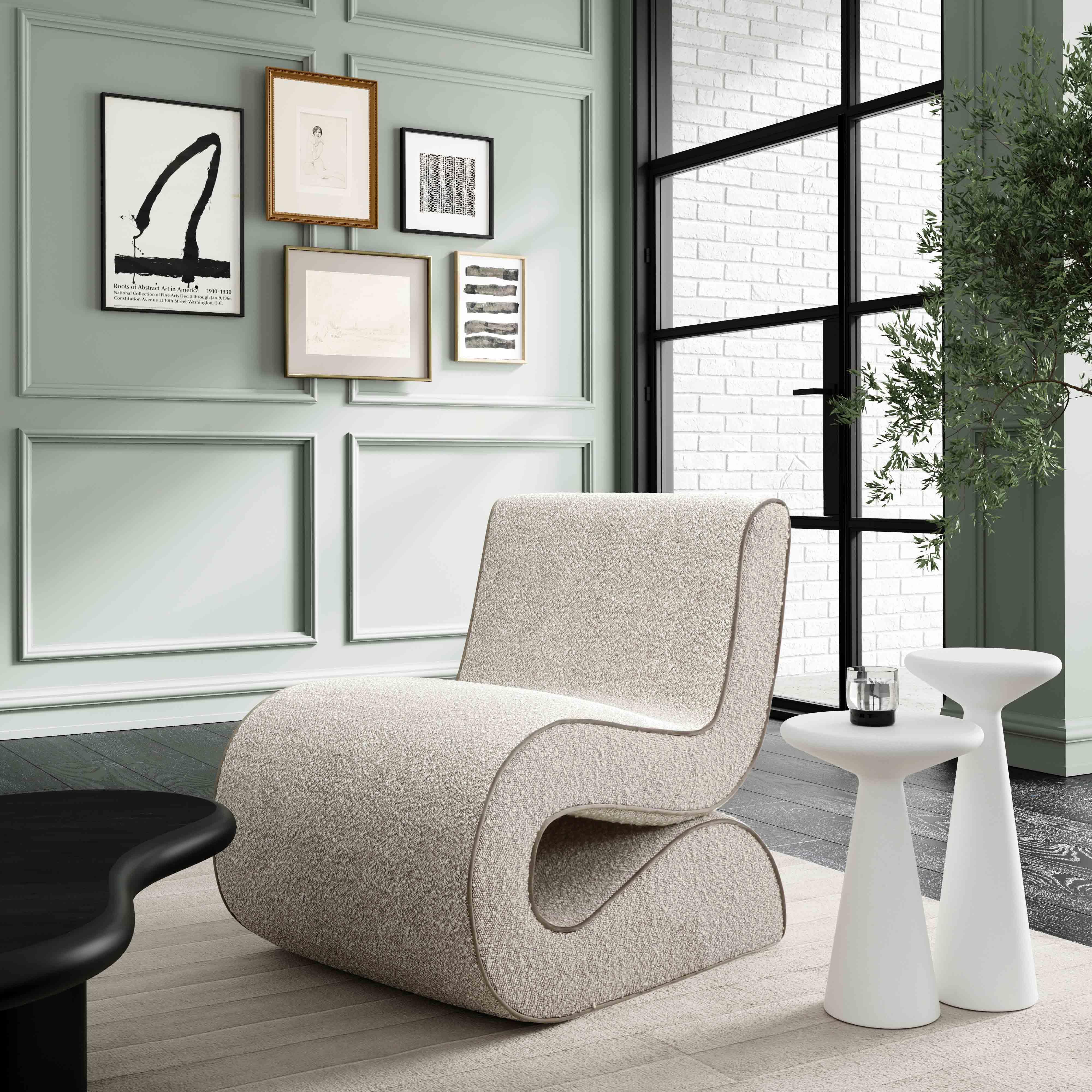 Senna Speckled Grey Boucle Accent Chair - UK