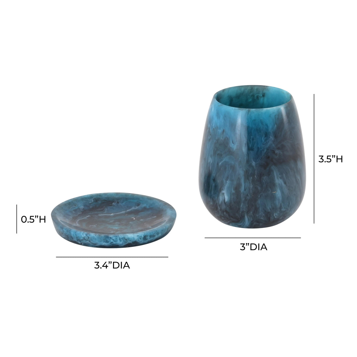 Rounded Blue Swirl Resin Kiddush Cup