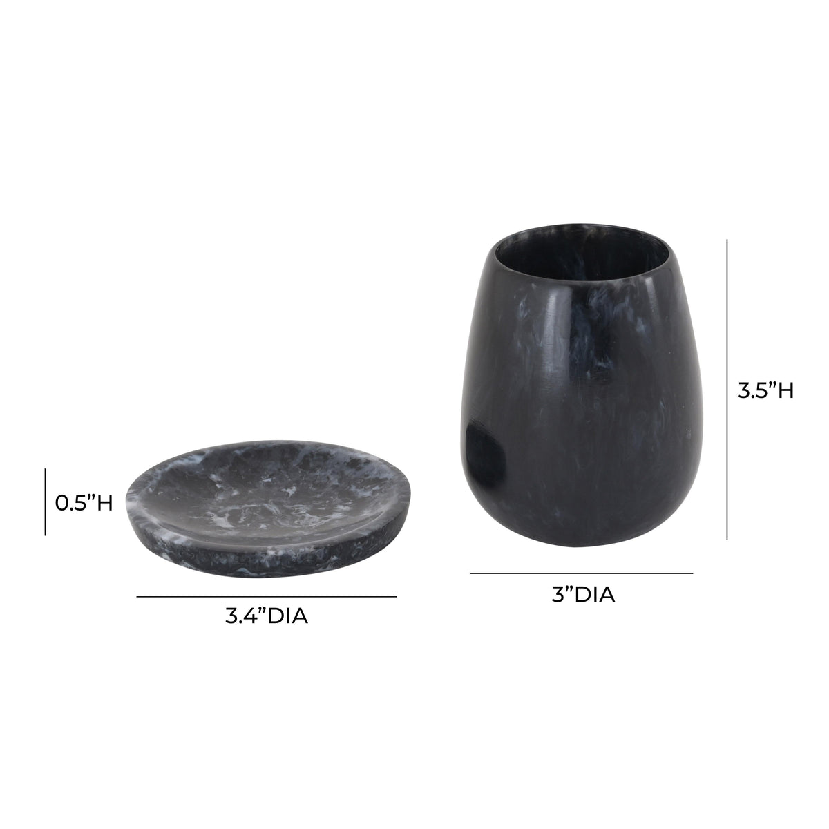 Rounded Black Swirl Resin Kiddush Cup
